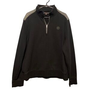 Mens Pull Over Quarter Zip Sweatshirt Jacket by Michael Kors. Black. Size 2XL
